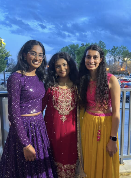 Hansika Dinasarapu (‘25) and friends outside of the Fine Arts building. Photo courtesy of Dinasarapu.